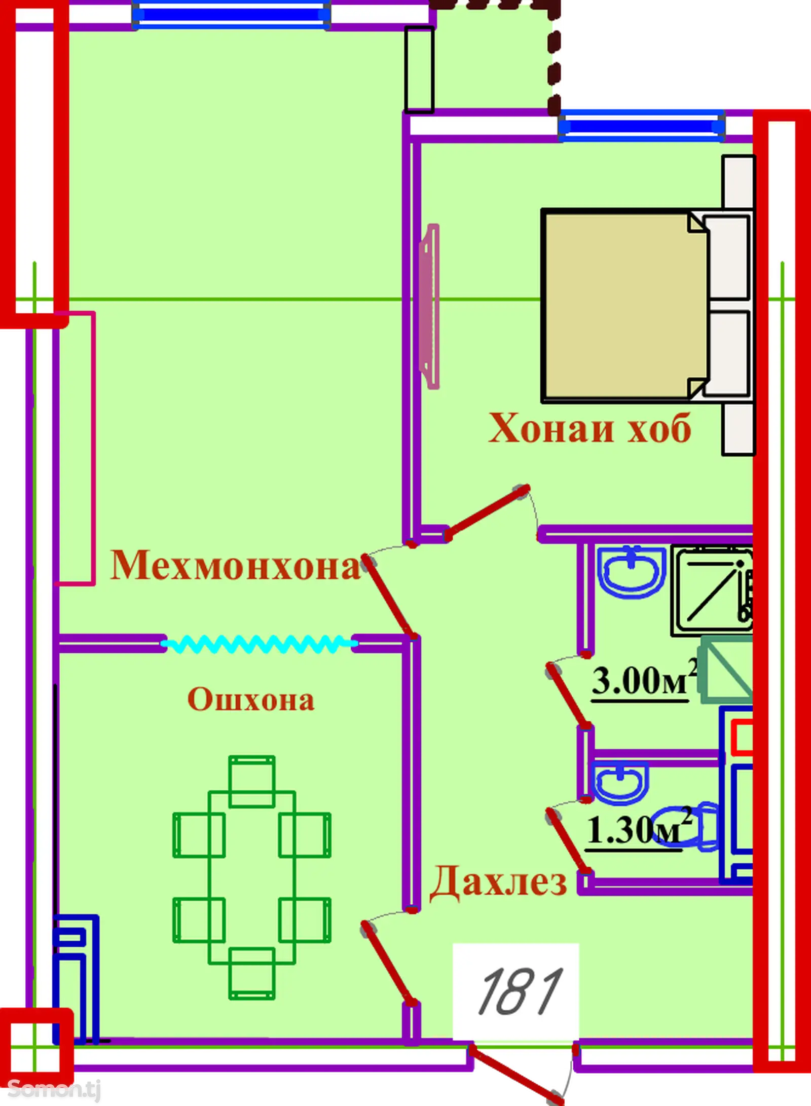 Планировка 2 комнатная квартира